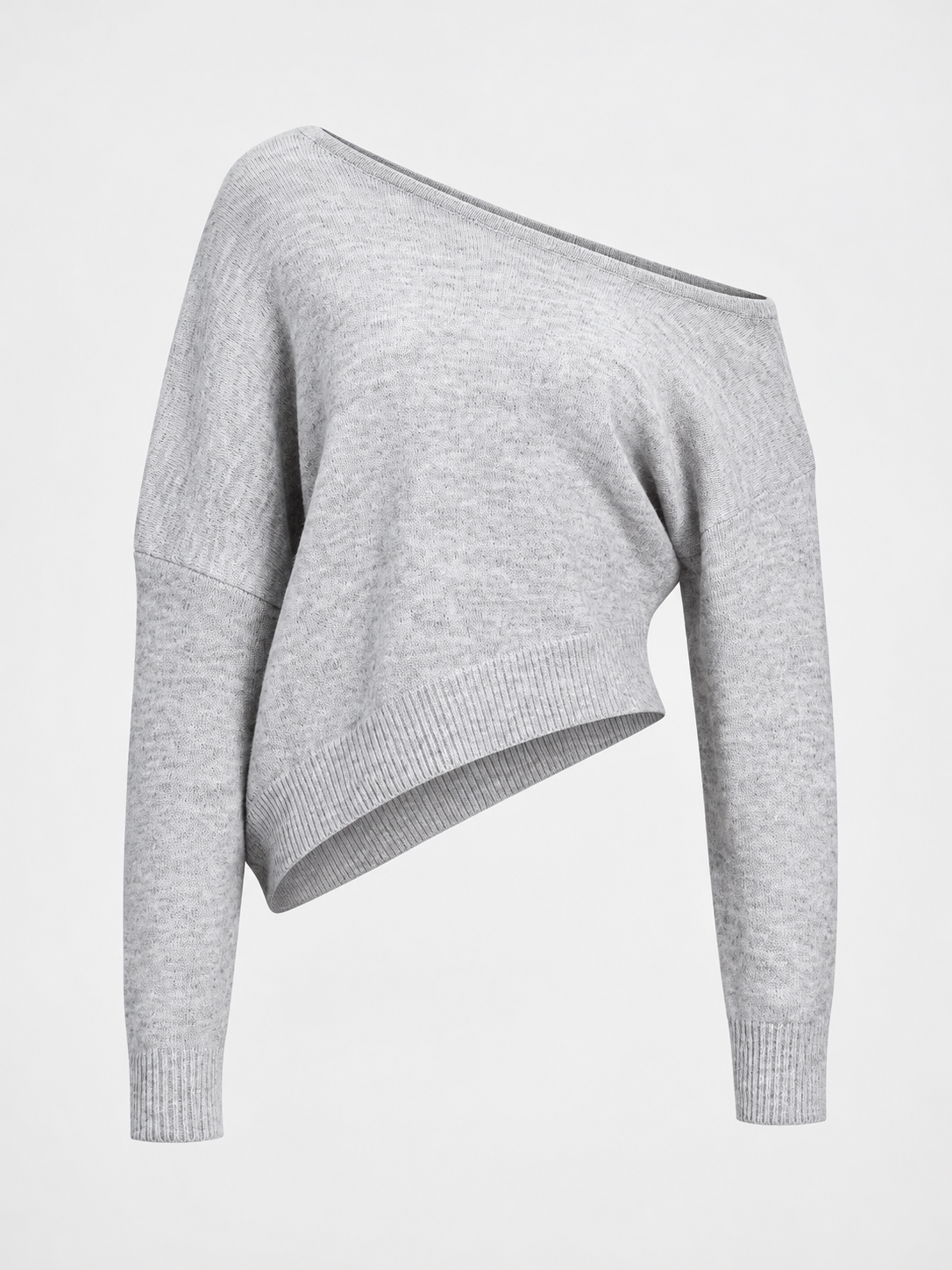 Asymmetrischer One-Shoulder-Pullover – Grau, Ansicht 3