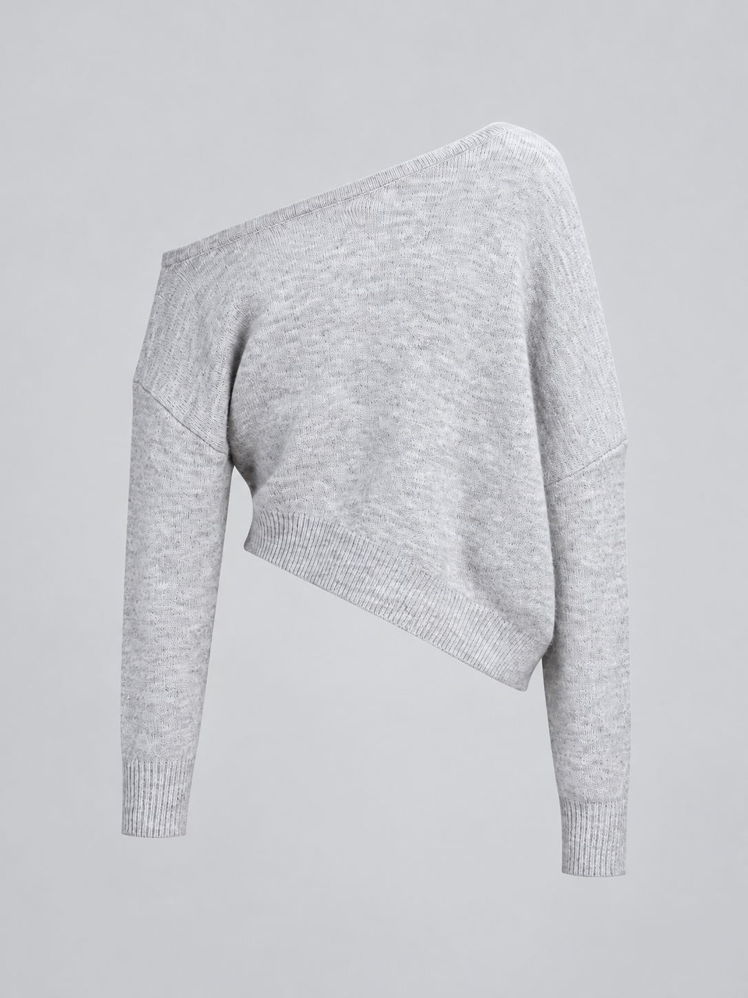 Asymmetrischer One-Shoulder-Pullover – Grau, Ansicht 4