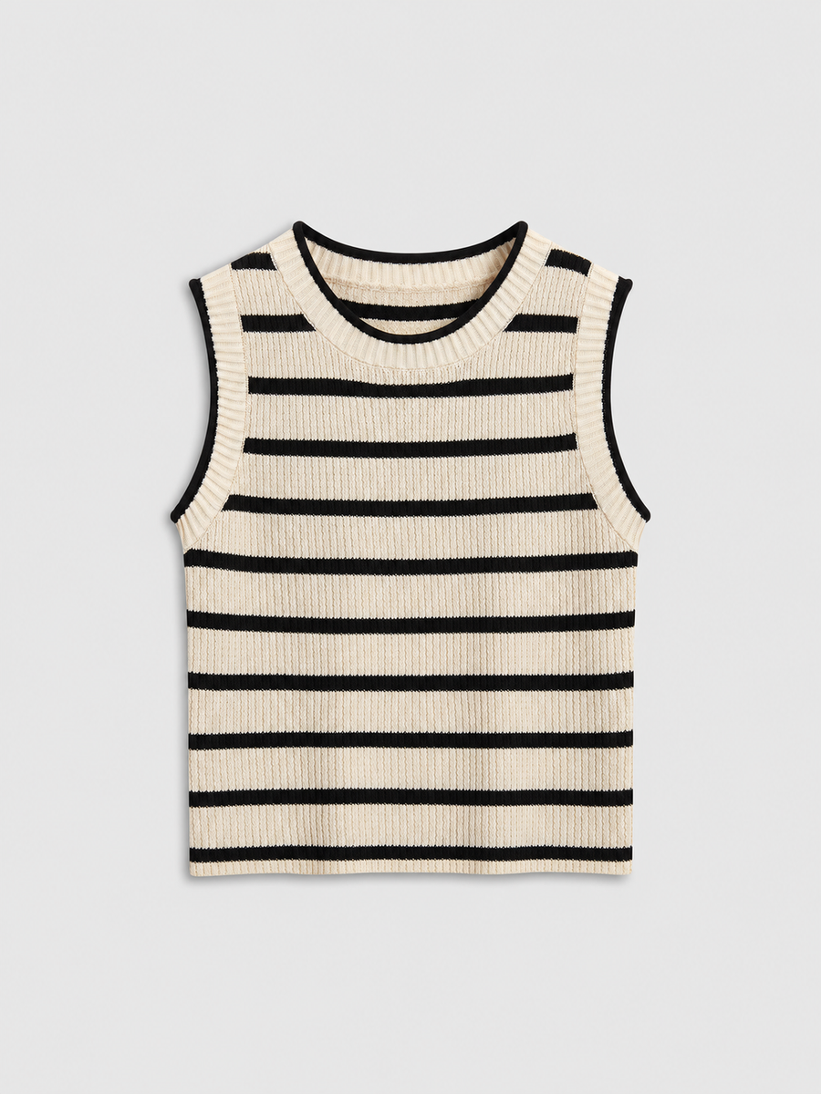 Gestreiftes Cropped-Stricktop – Apricot