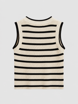 Gestreiftes Cropped-Stricktop – Apricot, Ansicht 2