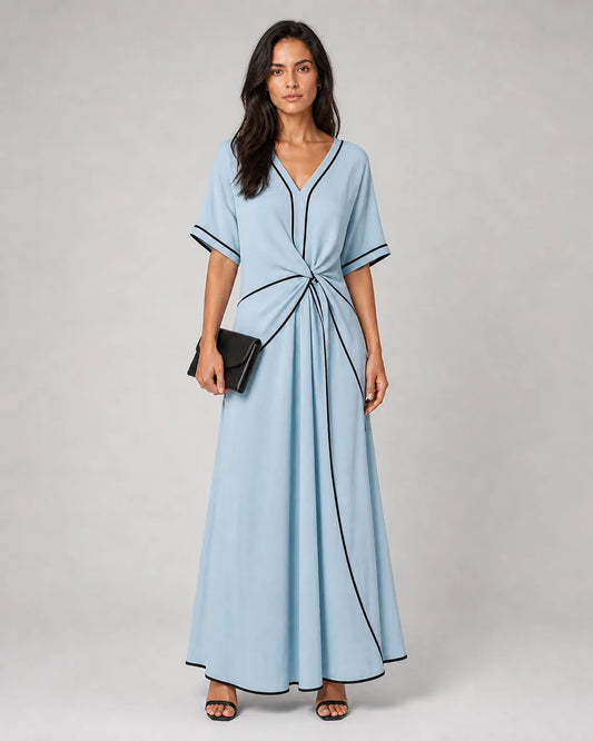 Lenora™ Elegant Maxi Dress in Blue - full body studio front view